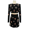 2025 European American Star Fashion Women's New Item Two-Piece Set-Short Top Knee Half Skirt Nail Bead Inlaid Diamond Heavy