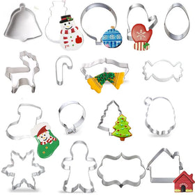 HY Stainless Steel Christmas Cookie Cutters Xmas Tree House Bells Snowflake Cake Biscuit Fondant Mold