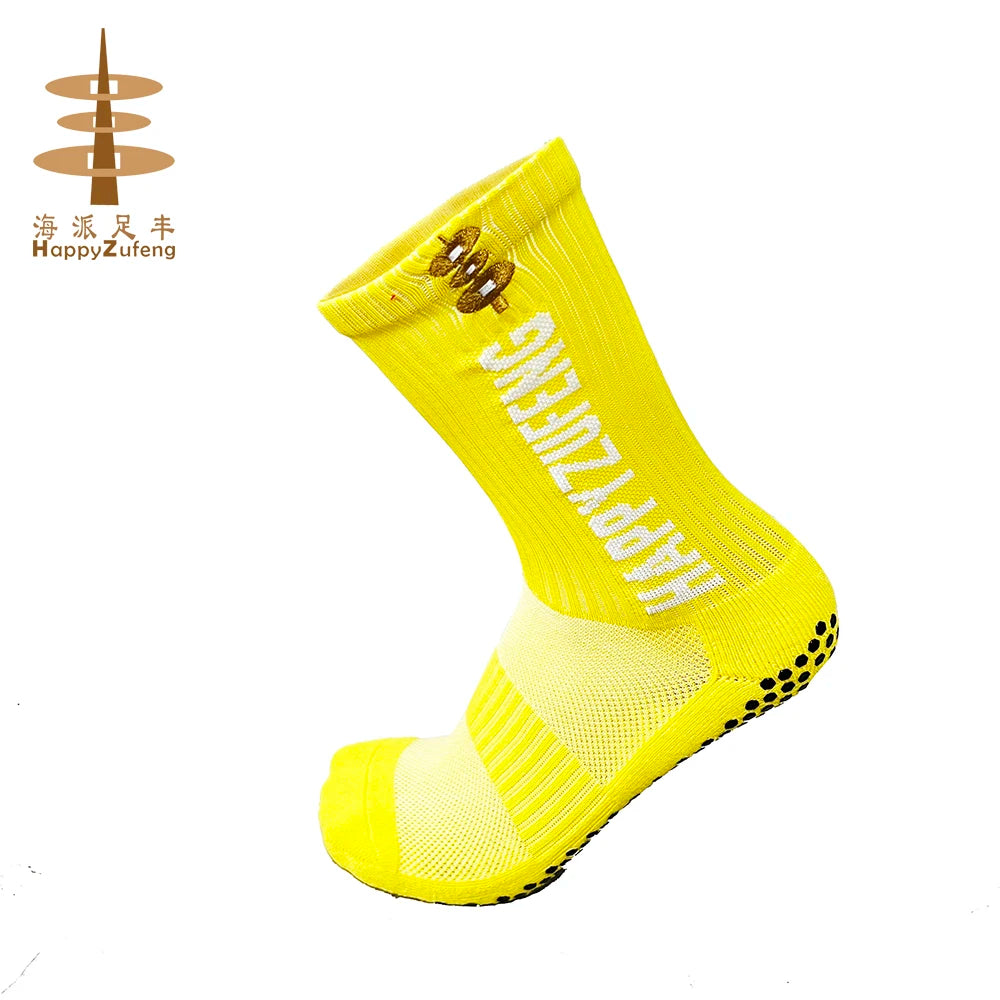 HappyZufeng Customizable Logo High Knitted Soccer Sport Socks Breathable Anti-Slip Grip Autumn Crew Sporty Print for Children