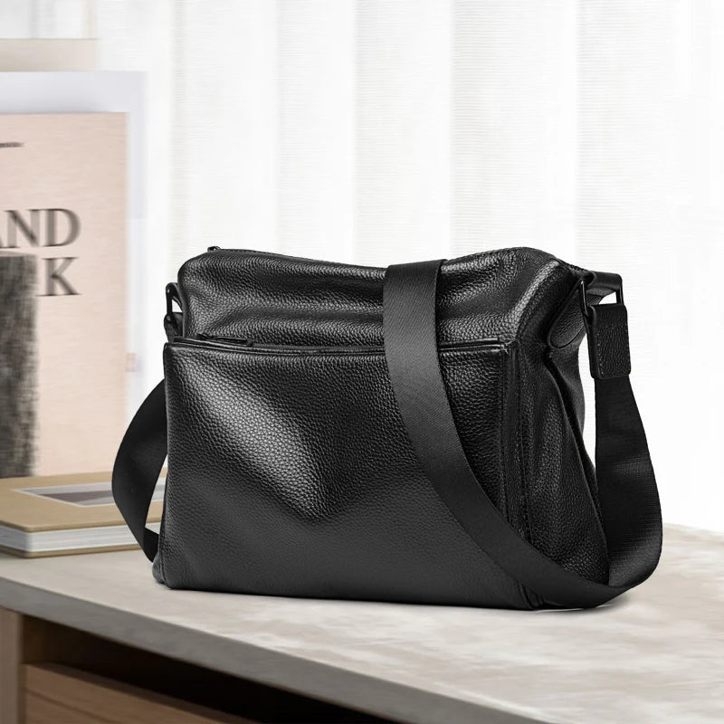 Genuine Leather Sling Messenger Shoulder Bag for Men Vintage Fashion Style Anti-Theft Waterproof Luxury