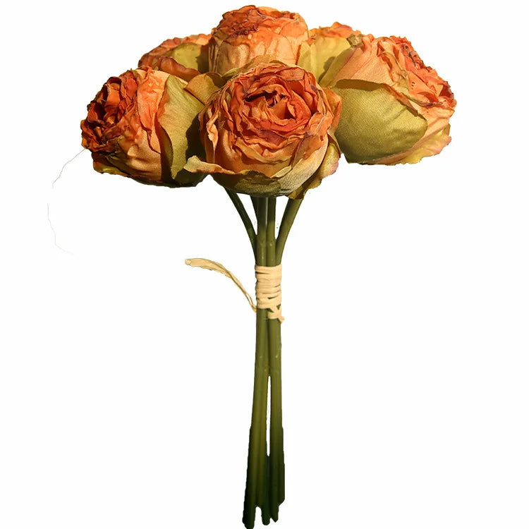 New Design Artificial Silk Flower Rose Bouquet for Wedding Christmas Mother's Day & New Year Decor 23cm Pink Red