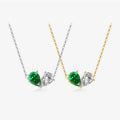 FUAMAY Fashion 925 Sterling Silver Necklace White Green Cubic Zirconia Necklace Double Color Heart Necklace