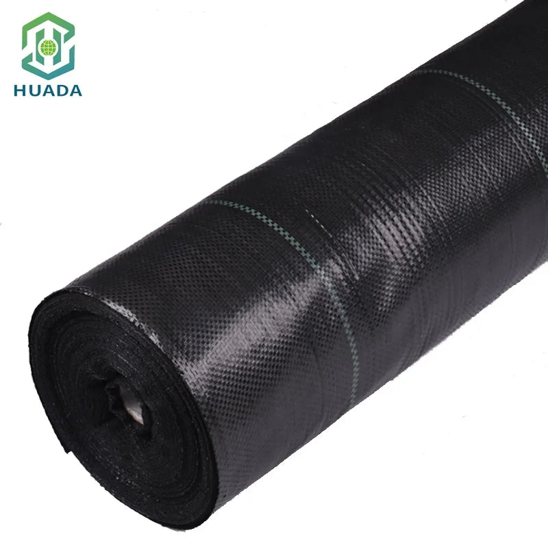 Huada WM006 Customized Size Black Polypropylene PP Woven Weed Mat for Garden Lawns & Nursery Gardening Accessories