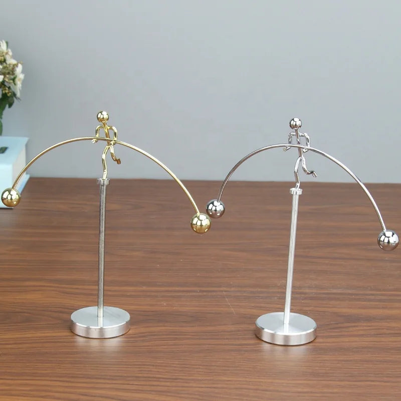Wholesale Funny Office Table Decoration Single Leg Weight Lifting Man Balance Art Toy Metal Desktop Balancing Art Physics Toy