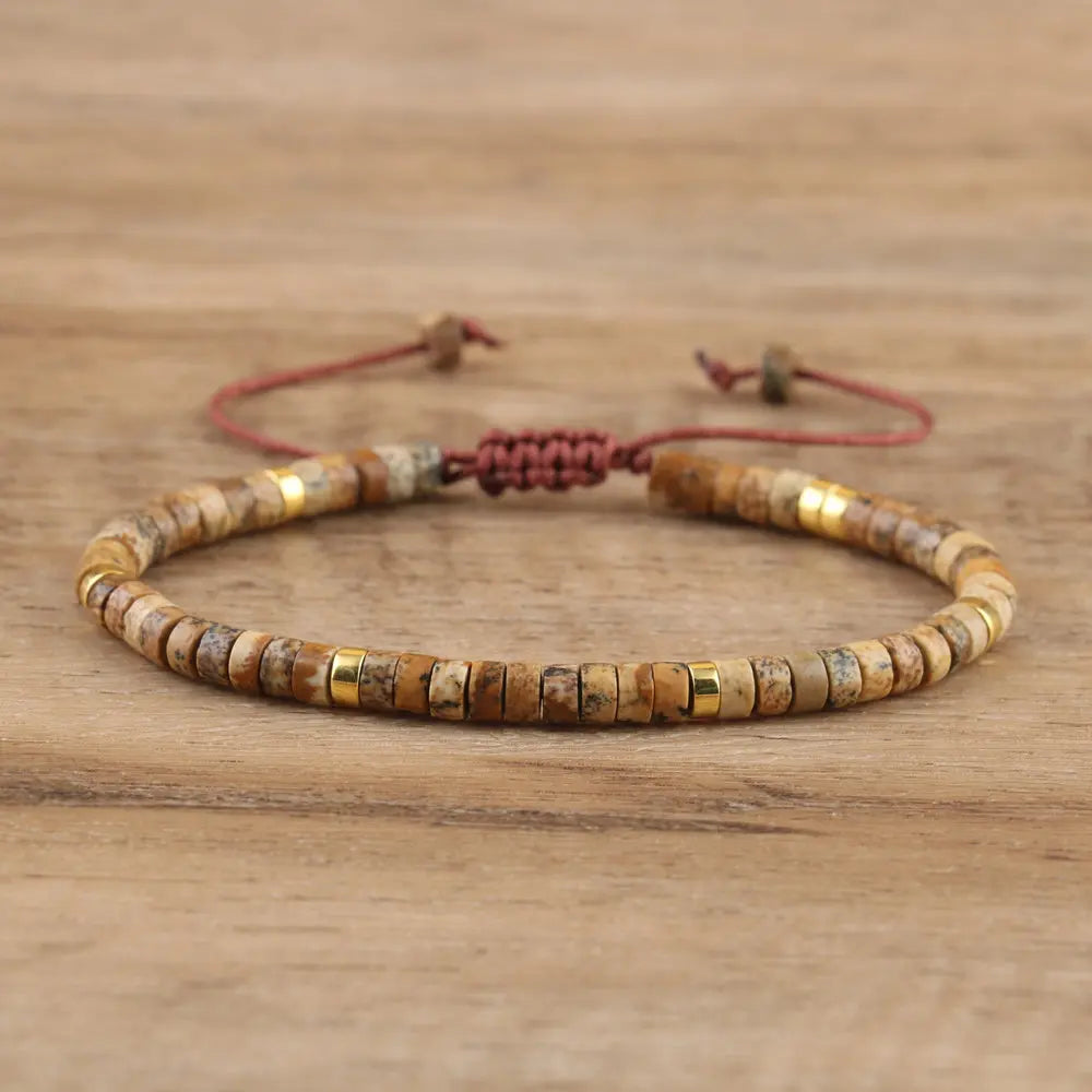 Hot Selling 2 X 4mm Natural Semi-precious Stone Beaded Bracelet Adjustable Handcrafted Healing Crystal Bracelet Fashion Jewelry