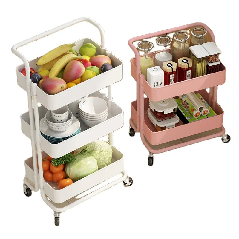 Multi-layer Kitchen Storage Racks Rotating Shelf Vegetable Basket Fruit Organizer with Wheels