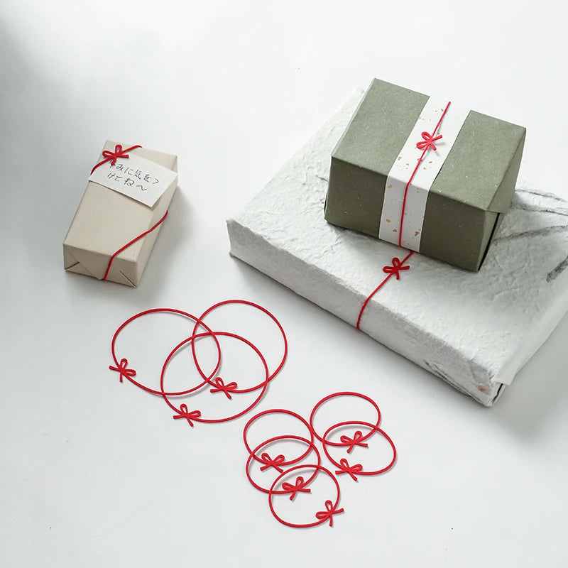 SHIMOYAMA Cute Gift Package Tools Red Elastic Rubber Bow Bands Decoration Beautiful for Gift Package Box