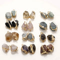 New Design Irregular Natural Stone Alloy Penden Rough Stone Charms for Jewelry Making DIY Necklace