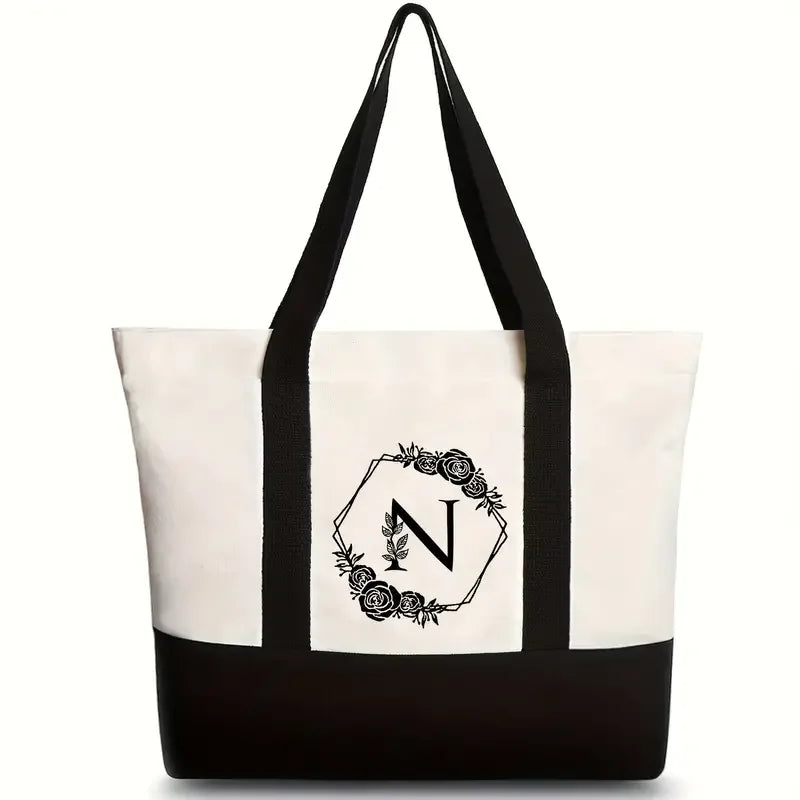 Large Capacity LOGO Blank Canvas Bag Spot Wholesale Cotton Letter Tote Bag Advertising a Single Shoulder Shopping Bag