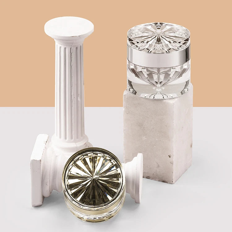 30g 50g Luxury Gold Silver Double Threaded Diamond Shape Acrylic Cosmetic Packaging Empty Cream Jar