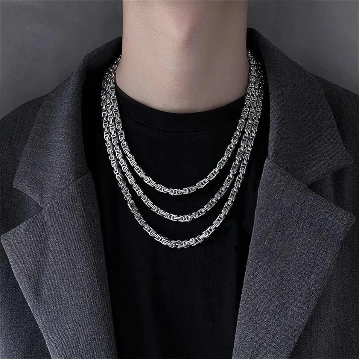 Hiphop Thick Byzantine Emperor Stainless Steel Chain Necklace for Men/Women Chunky Chain Accessories on the Neck Fashion Jewelry