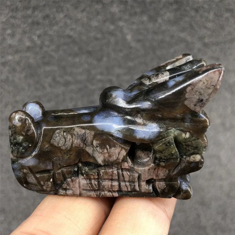 2026 Quartz Folk Craft Mini Crystal Dragon Skulls Blue Labradorite Head Skulls for Decoration