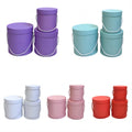 Stock (accept Custom) Solid Color No LOGO  Set 3 Round Box Flower Box Packaging Box Flower Hug Bucket Round Bucket with Rope