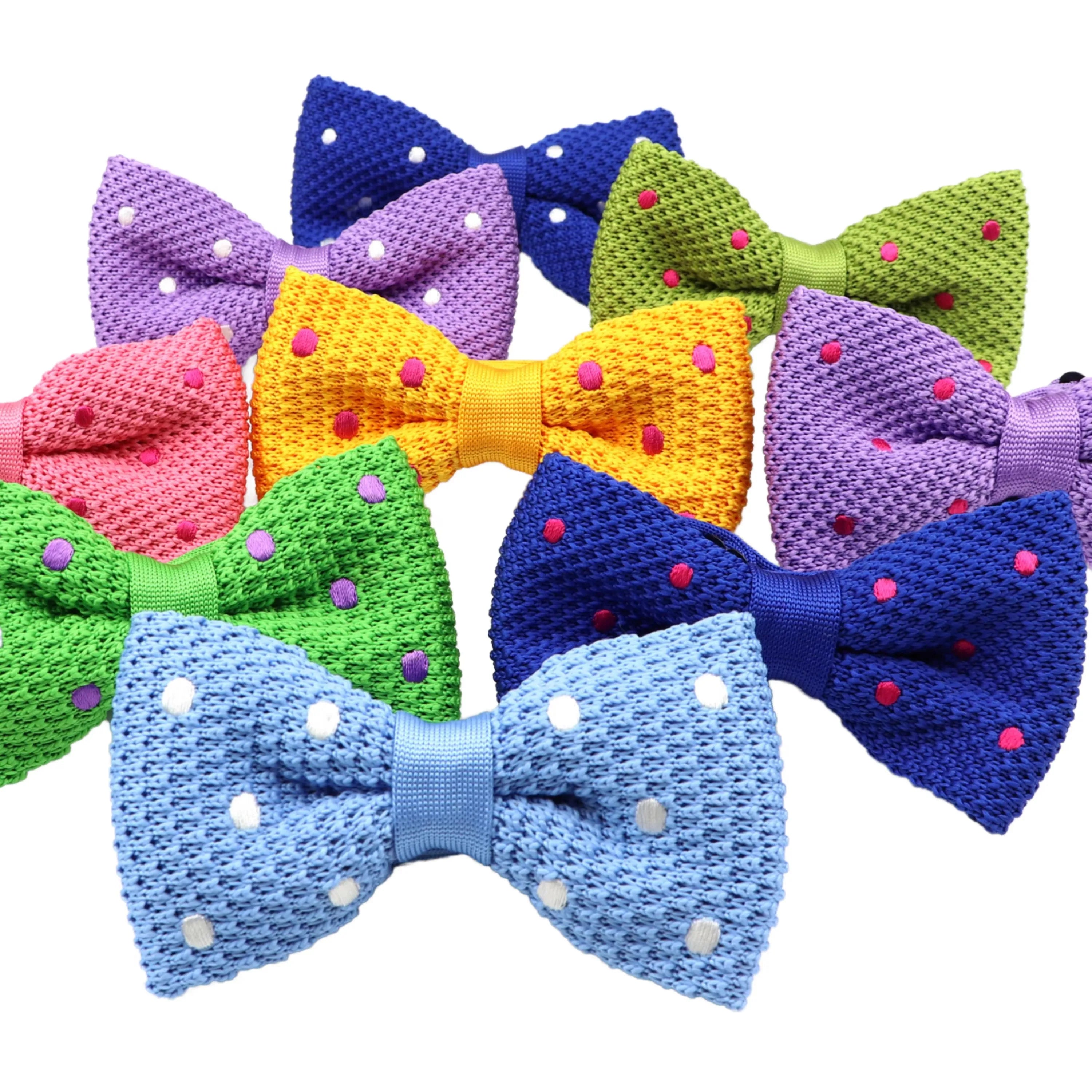 Wholesale Men's Bow Tie 100% Polyester Polka Dot Knit Design Bowties at Discounted Price
