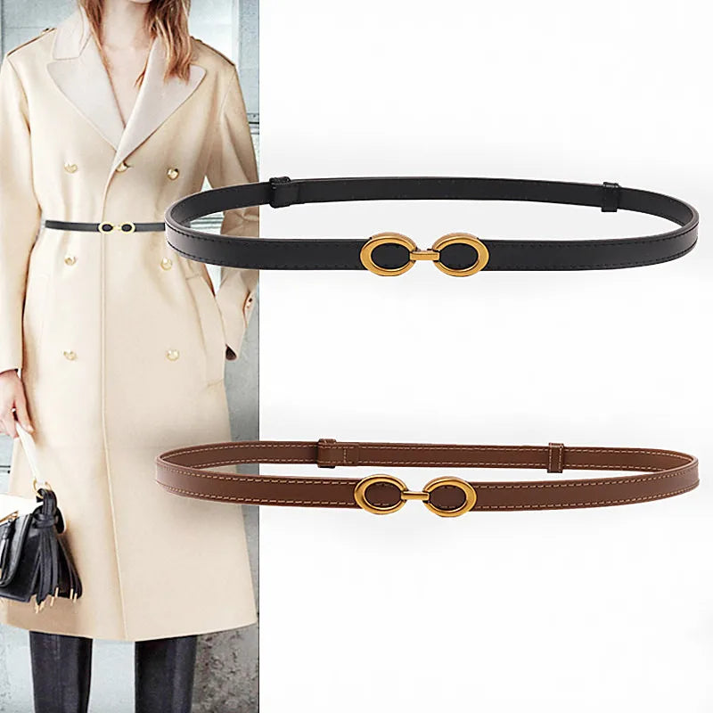 Leather Belts for Women Fashion Belts Genuine Leather Decorative Dress Cowhide Waist Black Belt