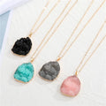 Irregular Real Natural Drusy Agate Stone Resin Necklace Water Drop Crystal Druzy Pendant Necklace