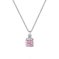 18K White Gold Plated Jewelry 925 Sterling Silver Square 5A Cubic Zirconia Radiant Cut Pendant Necklace