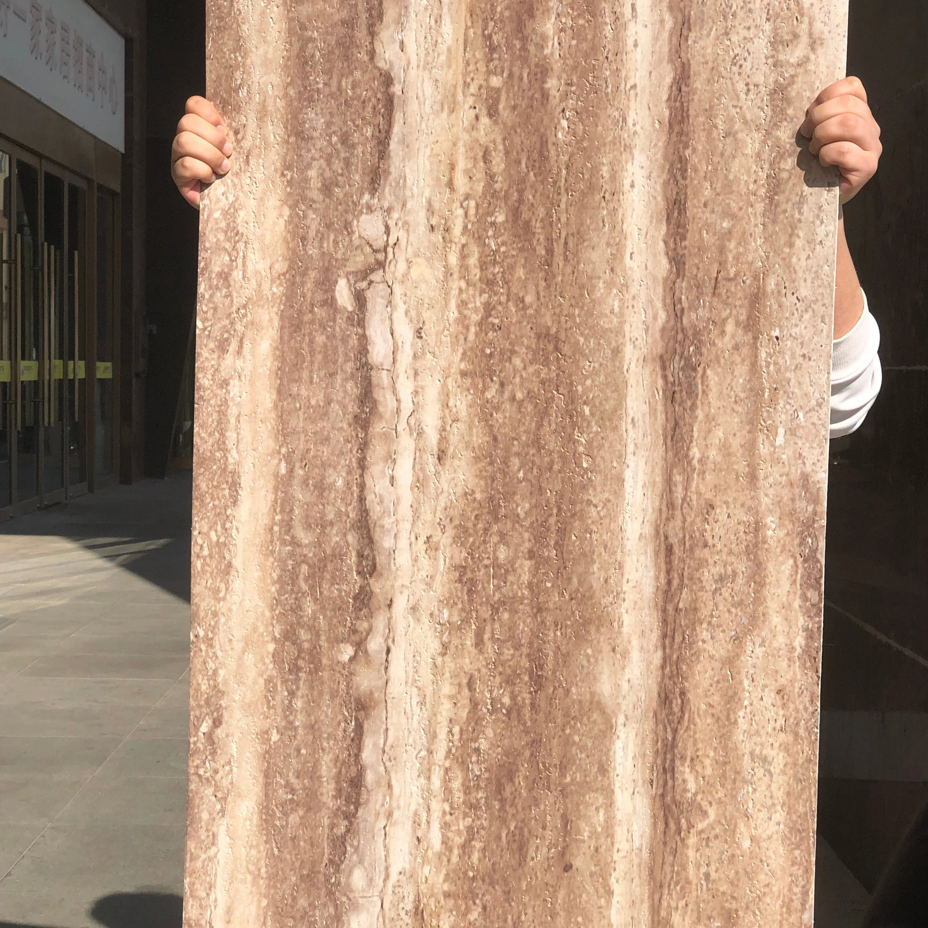 Modern Design Indoor and Outdoor Travertine Artificial Stone Flexible Big Slab with 3D Model Design Capability