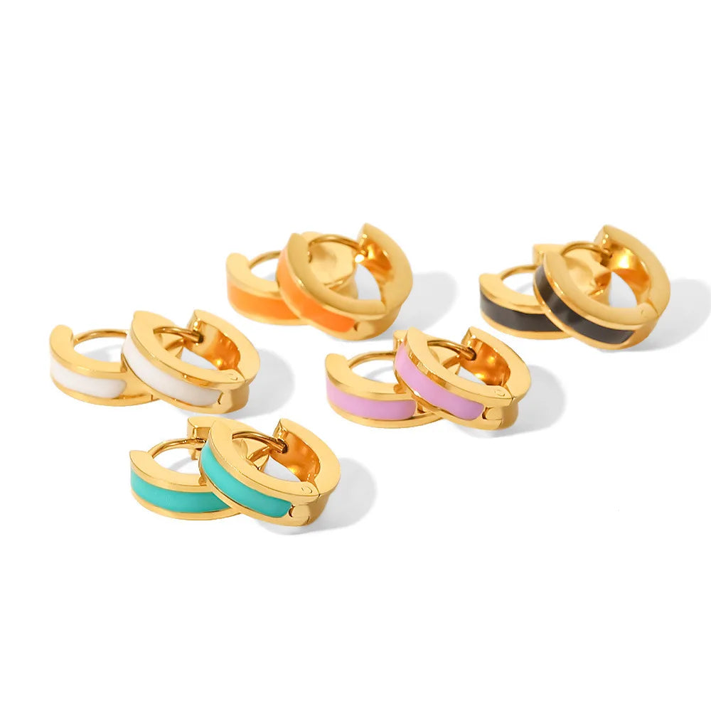 18K Gold Plated Fashionable & Cute Oil Drop Huggie Earrings Geometric Small Hoop Design for Women & Girls-for Weddings & Gifts