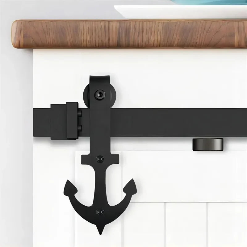 American Anchor Type Black Interior Sliding Barn Door Hardware Kits Slide Rail Track Slide Rail Track Door Window Accessories
