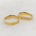 Classic 2pcs Wedding Bands Engagement Rings Sets Wholesale 18k Gold Plated Jewelry Cz Finger Ring Anniversary