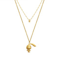 Cartoon Rabbit Pendant Double Layered Wearing Zircon Necklace for Women Winter Sweater Chain Titanium Steel Ornaments