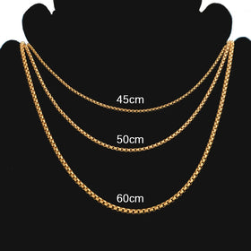 Simple Design Black Rose Gold 18k Gold Plated 2 2.5 3mm Chain Necklace Stainless Steel Chain Necklace for Men Women