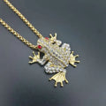Fashion Designer Stainless Steel Cubic Zirconia Red Eye Frog Pendant Necklaces