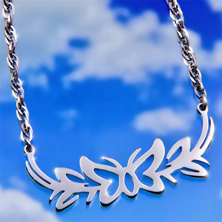 Fashionable  Simple Hollow Out Stainless Steel Jewelry butterfly Necklace for Women