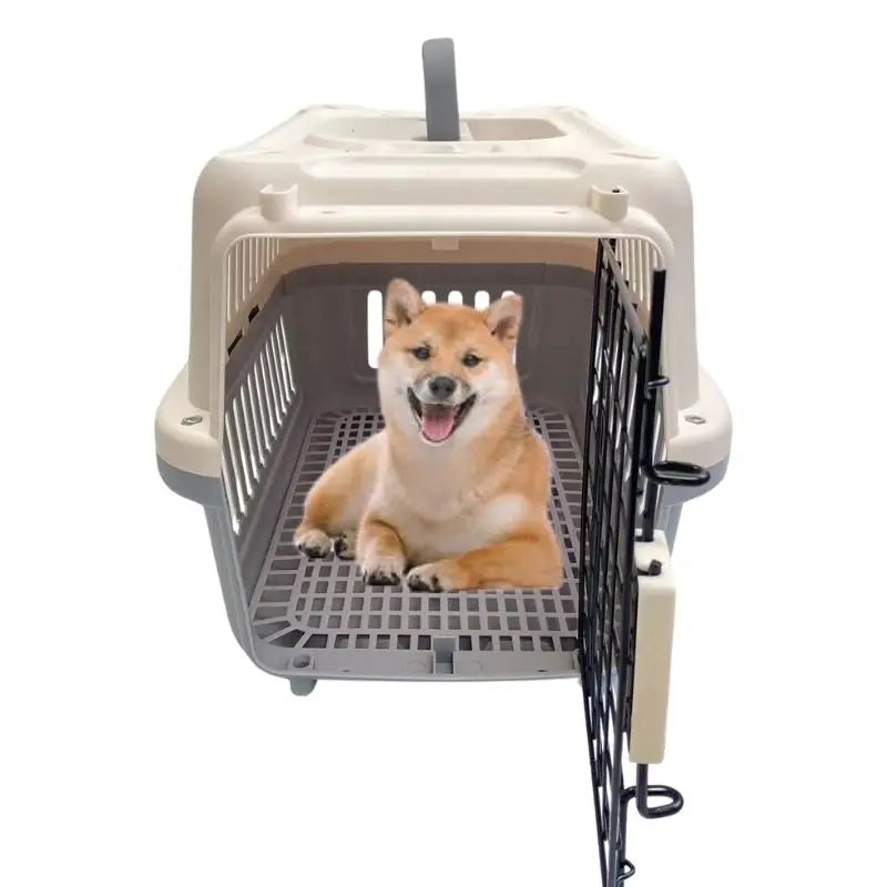 Eco-Friendly PP Material Dog Airline Carrier Horizontal Sliding Closure Quadrate Shape-Perfect Travel Companion for Pet Flight