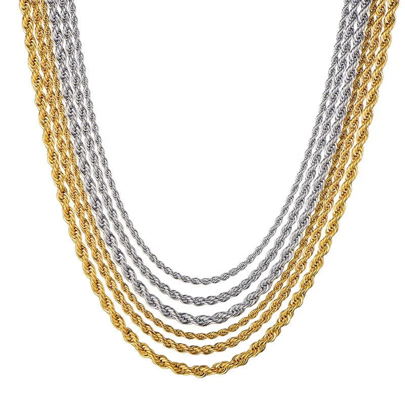 Men's Stainless Steel Link Chain Rope Necklace Stylish Hip Hop Fashion Jewelry for Anniversaries