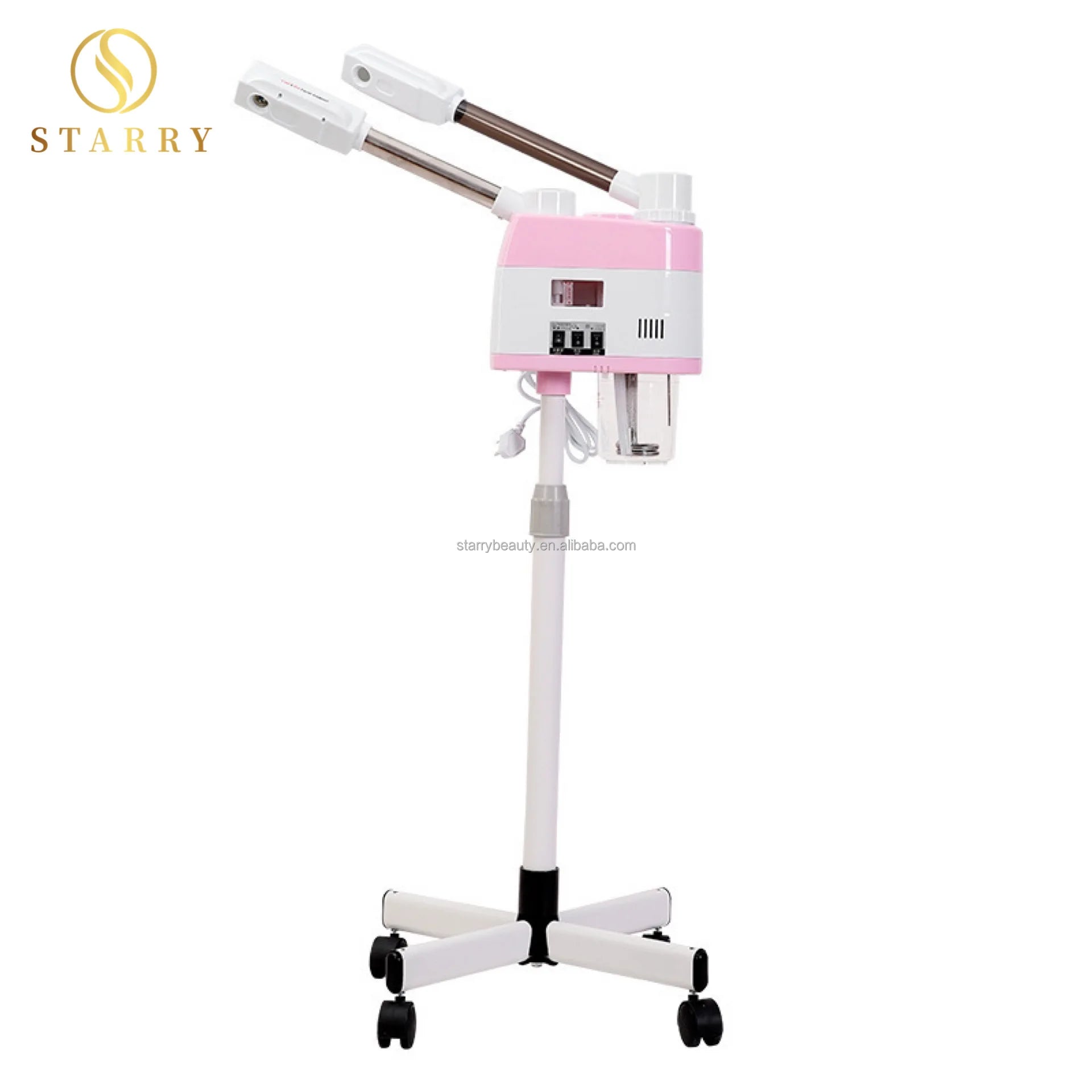 Starry 2-in-1 Rotating Nozzle Portable Hot Cold Ozone Face Steam Machine Spa Professional Facial Steamer Magnifying Light Lamp