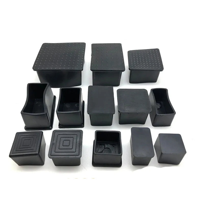 Square Anti-Slip PVC Furniture Leg Tips Black Chair Leg Caps Covers and Table Leg End Protectors