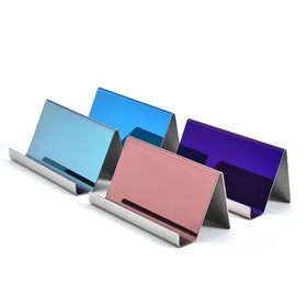 Stainless Steel Metal Business Card Stand Different Color Desktop Cell Phone Holder Card & Note Display Holder