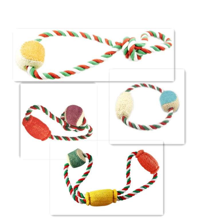 Natural Loofah Cotton Rope Eco-Friendly Interactive Dog Tug-of-War and Tooth Cleaning Training Toys