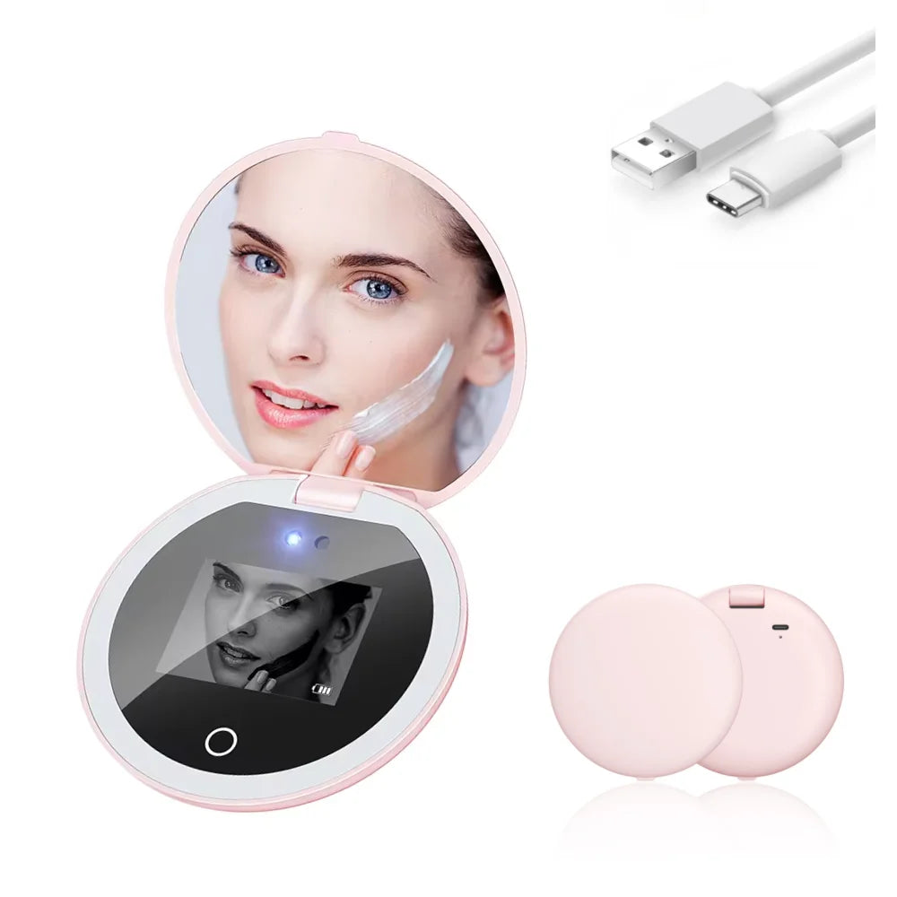 UV Camera Mirror Facial Sunscreen Skin Protection Travel Makeup Tool Led Makeup Mirror