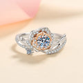 Silver 925 Original 0.5 Carat Diamond Test Past Brilliant Cut Sparkling Moissanite Rose Ring Gemstone Wedding Jewelry for Women
