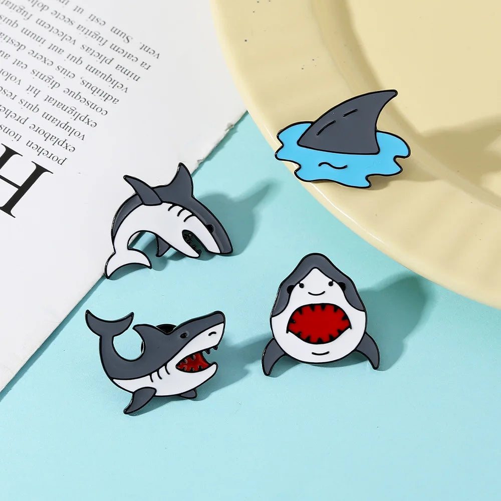 Cartoon Enamel Badge Bag Accessories Cute Marine Animal Lapel Pin Shark Brooch for Girls Boy
