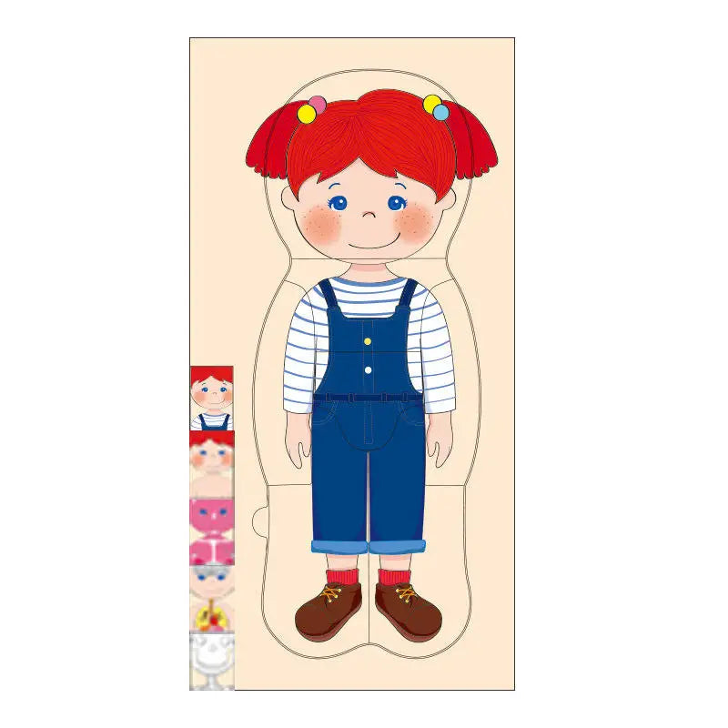 Montessori Body Structure Jigsaw Puzzles for Toddlers Wooden Multi-layered Puzzle Panel