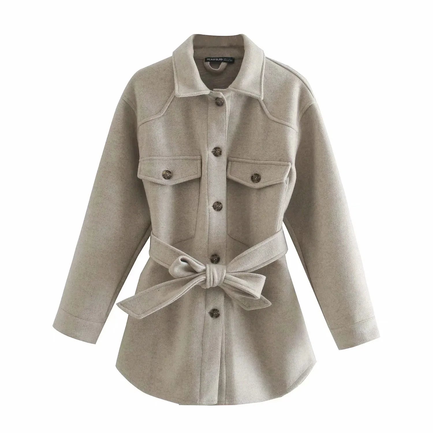 2021 Women Fashion Lapel Collar Long Sleeve Loose Outerwear Chic-Top Vintage Stylish Pockets Oversized Plaid Jackets Coat