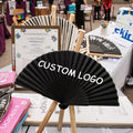 Wholesale Spanish Custom Printed Logo Folding Hand Fans Wedding Bamboo Black Hand Held Fan