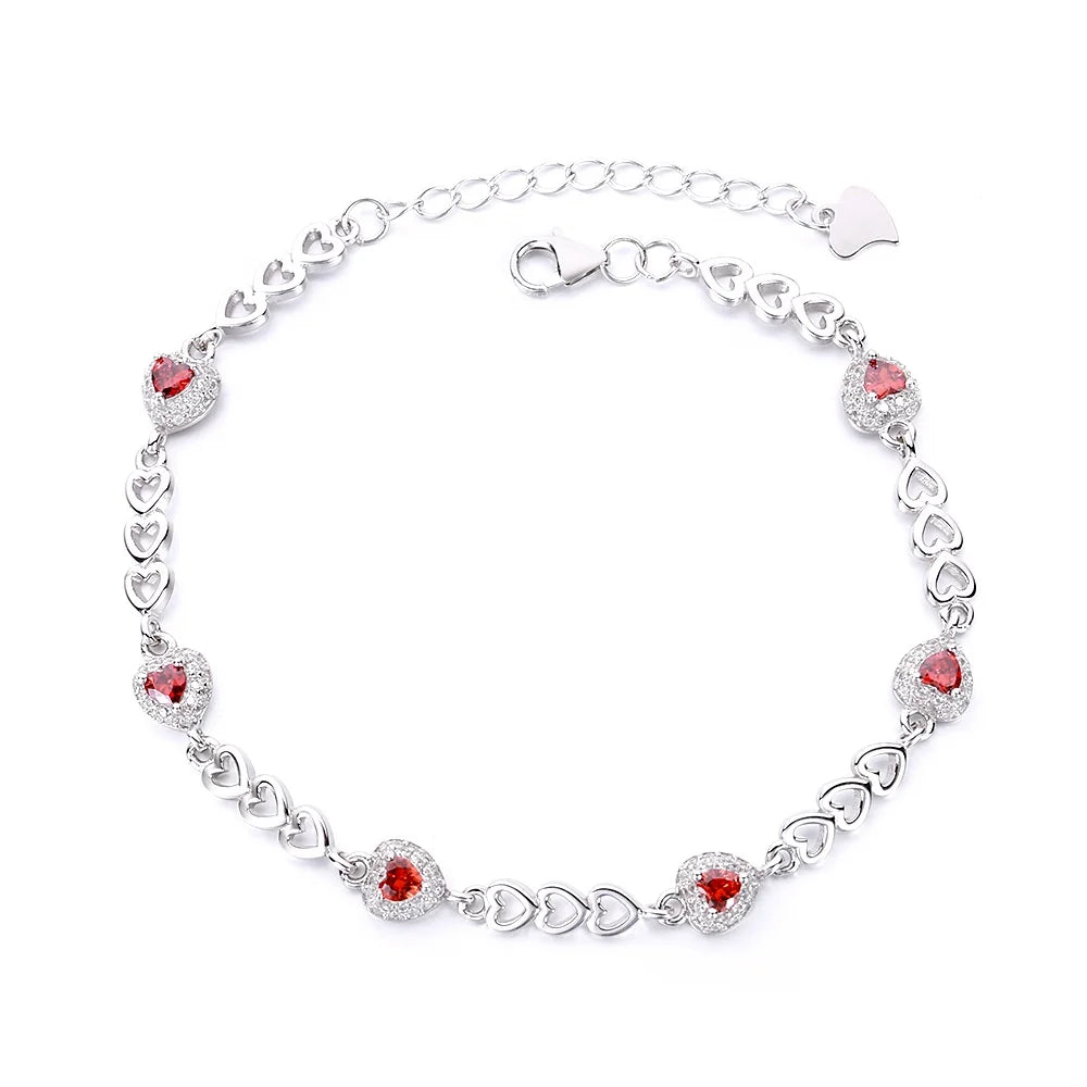 New Arrival Luxury Fine Jewelry Heart Crystal Heart Bracelet for Women Valentine's Day Gift Zircon Bracelet for Girls Gifts