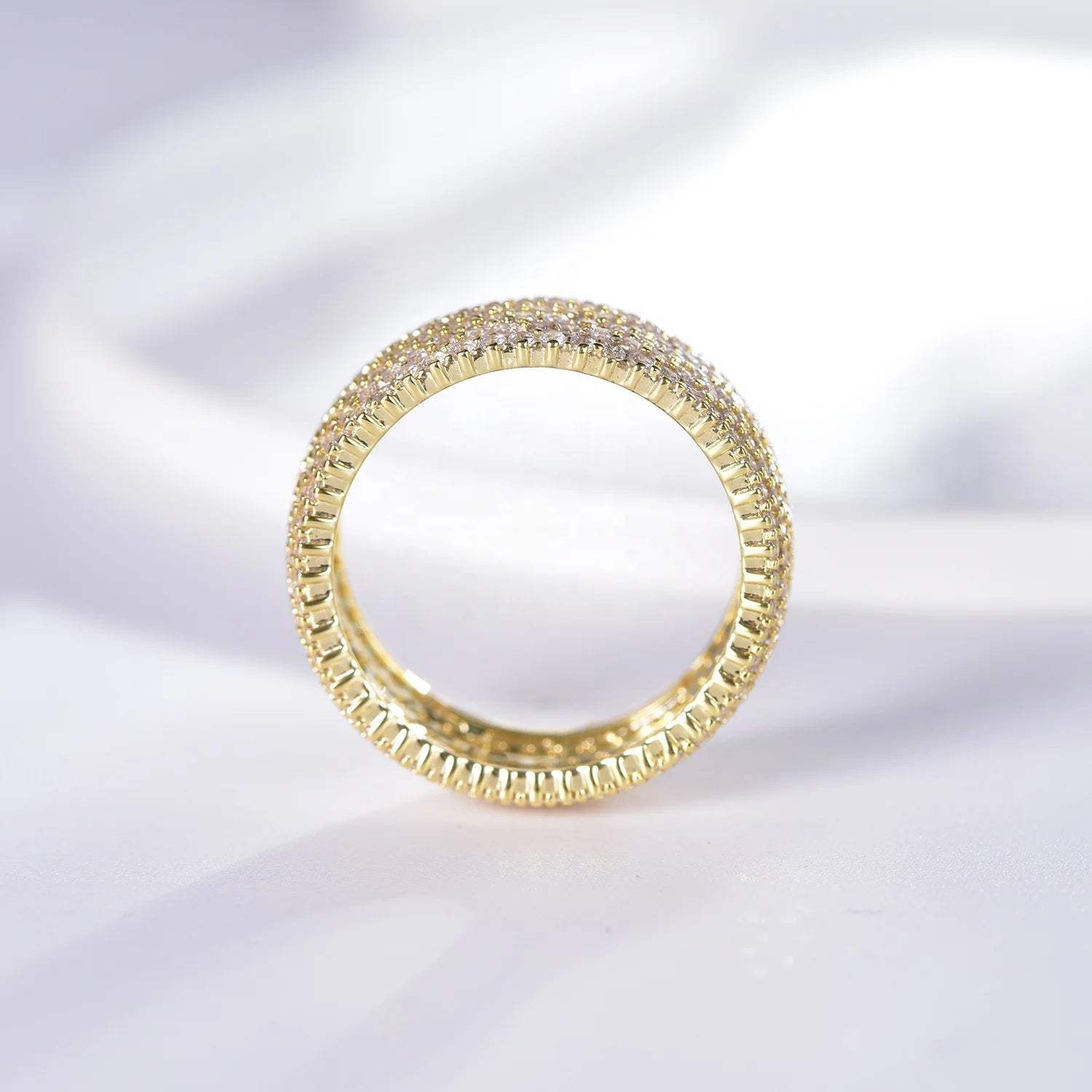 Wholesale Anello 18K Gold Plated Ring Classic Paved 925 Silver Jewelry Ring for American Women