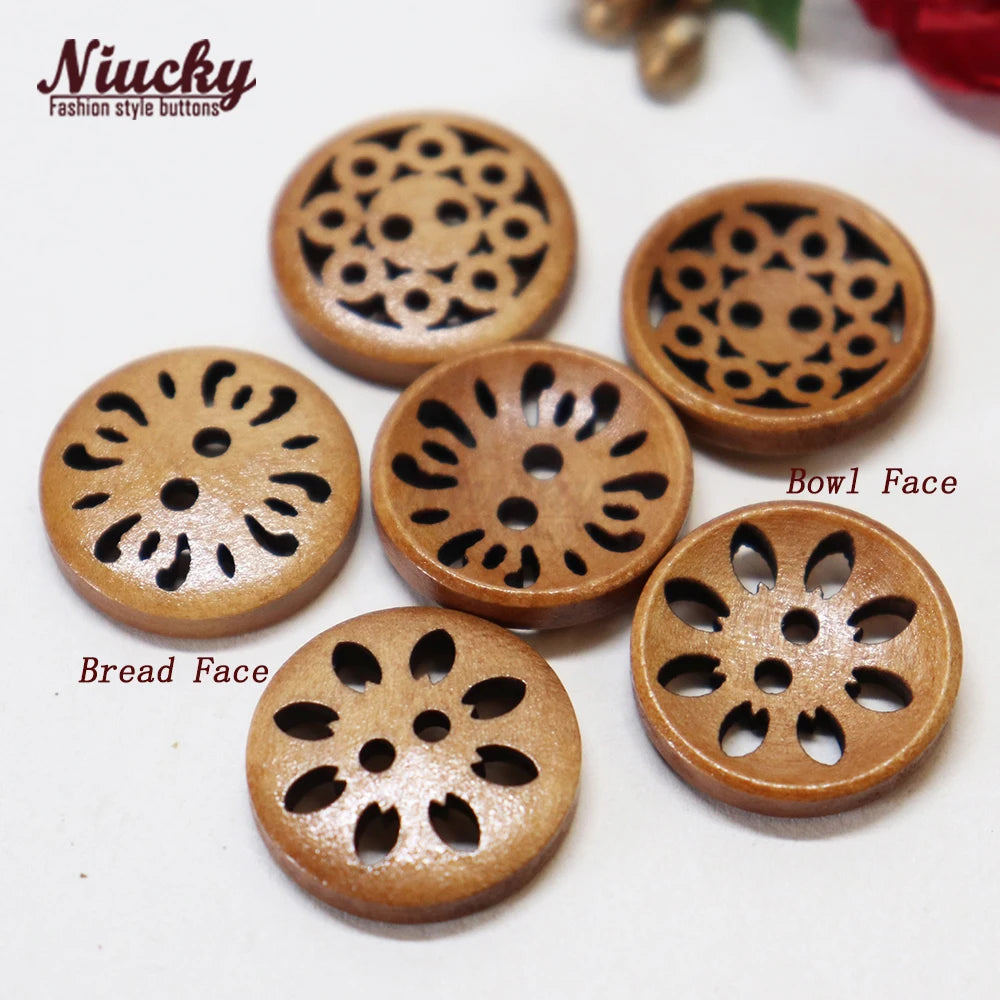 Popular 18mm 2 Holes Wood Dyed Beads Washable Decorative Buttons for Clothing Shoes Handmade Craft