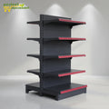Supermarket Display Metal Iron Shelf Racking Small Priced Gondola Shelves Dark Grey White Color Epoxy Powder Coated Light Duty