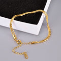 Anti Tarnish Minimalist 18K Gold Plated Korean Jewelry Stainless Steel Double Layer Snake Bead Chain Bracelets for Women