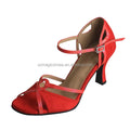 Customized Rubber Sole Walk Outside Suede Womens Dance Shoes Red 8.5CM Heel