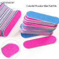 GREENKEM 100Pcs/lot DIY 180/240 Colorful Wooden Nail File Buffer Pedicure and Manicure Mini Nail Files