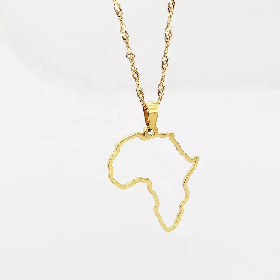 Exquisite Multicolor Africa Map Necklace Men Women Personalized Travel Souvenir Fashion Jewelry Necklace