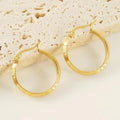 Simple Titanium Steel Round Buckle Earrings Stainless Steel Grain Earrings Jewelry of Womens